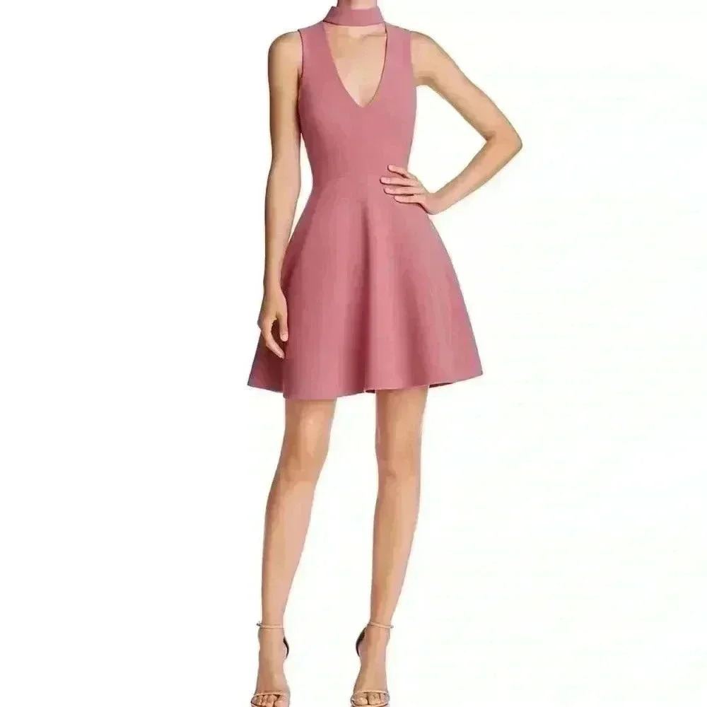 Likely |Revolve Brand Dusty lavender Andora choker neck fit and flare dress SZ 4